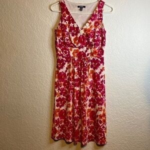 CHAPS lined tank sundress floral print flower 3 button dress v neck  xs